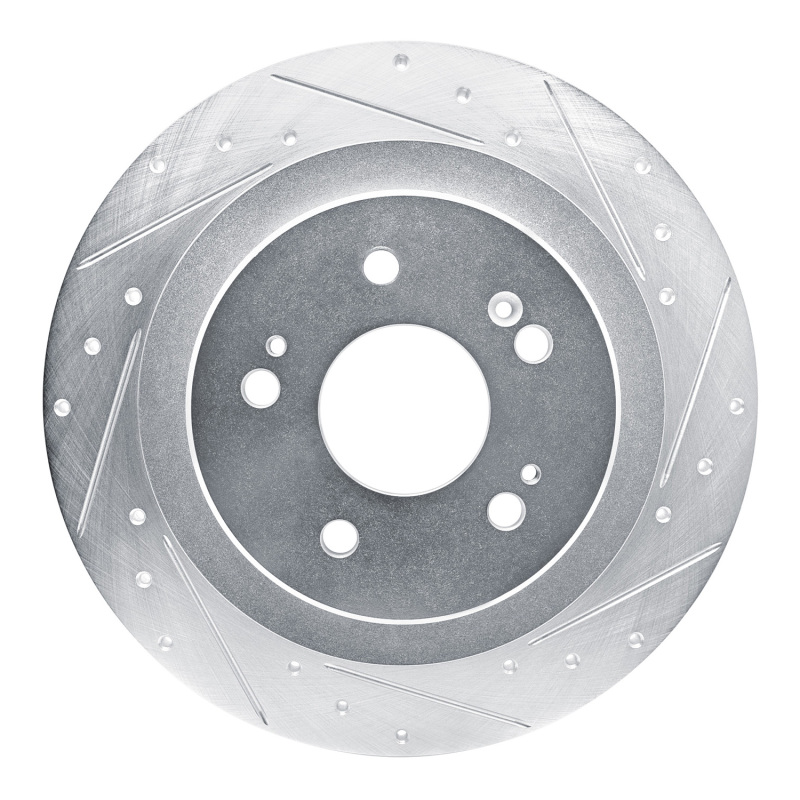 Acura TLX Brake Rotor (1) - Rear Right - R1 Concepts - Drilled & Slotted - Silver - `21-`25